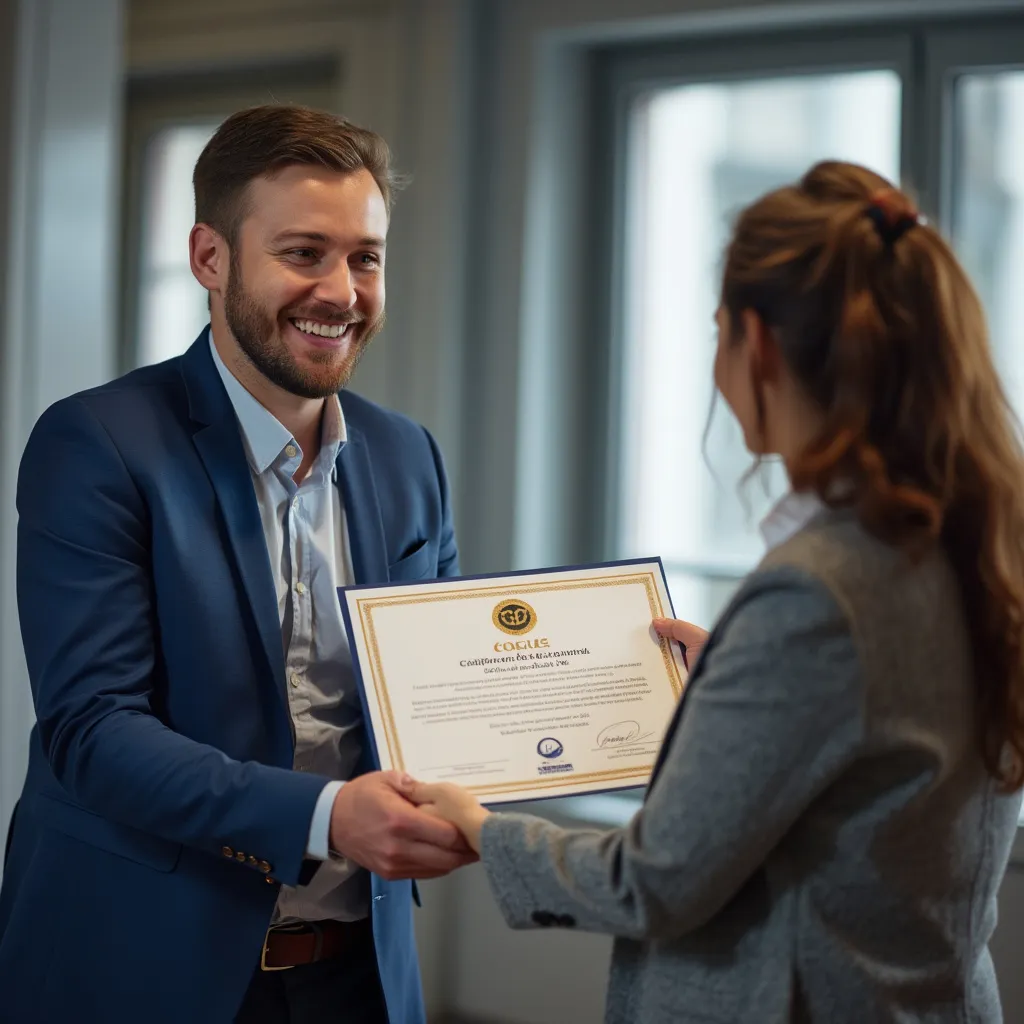 Client recevant son certificat ISO