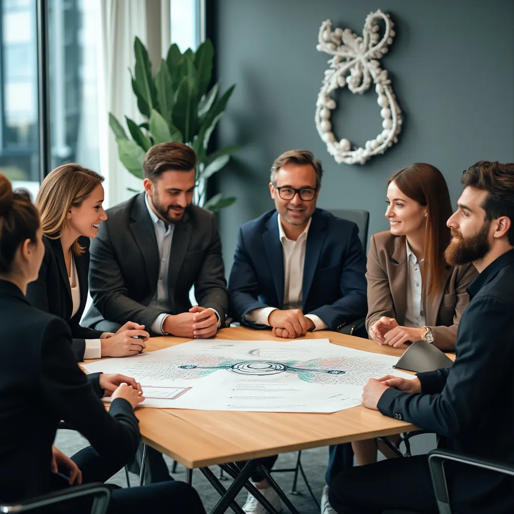 Équipe de consultants ISO en réunion de planification stratégique